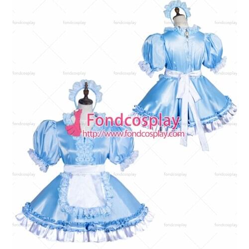 Sissy maid satin dress lockable Uniform cosplay costume Tailor-made[G3771]