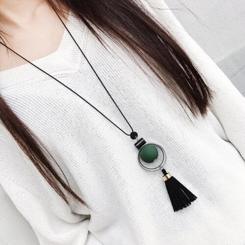 Women Necklace Long Necklaces & Pendants Wood Beads Sweater Necklace For Women Jewelry