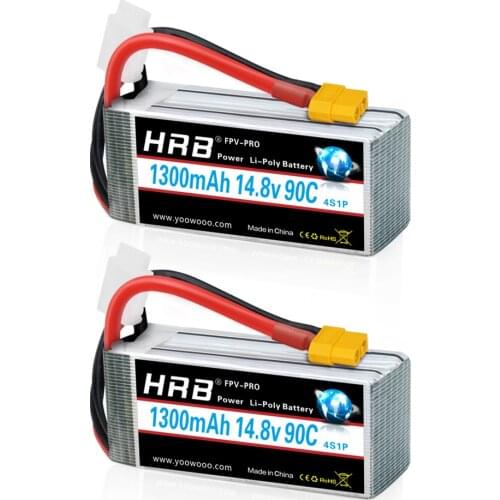 1/2 Units HRB 4S Lipo Battery 14.8v 1300mah 90C with Deans Plug XT60 Connector For RC Car Truck FPV Drone Frame Quadcopter Boat