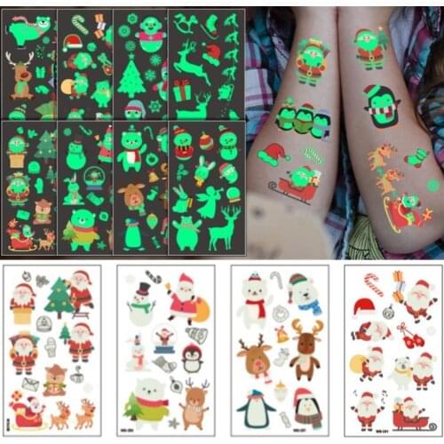 1 Pcs Christmas Luminous Temporary Tattoo Stickers Party Decoration Christmas Carnival Party Decor Christmas Decorations
