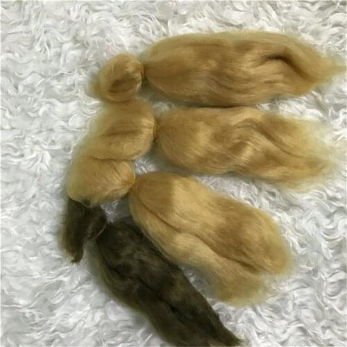 10 Pieces / lot 100% Pure Mohair Reborn Baby Doll Hair With Dark Brown/Gold Color Fit For DIY Reborn Baby Doll Accessories
