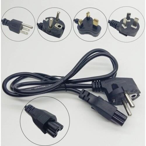10pcs EU US UK AU Power Extension Cord Euro IEC C5 Laptop Power Supply Cable For Computer TV 1M