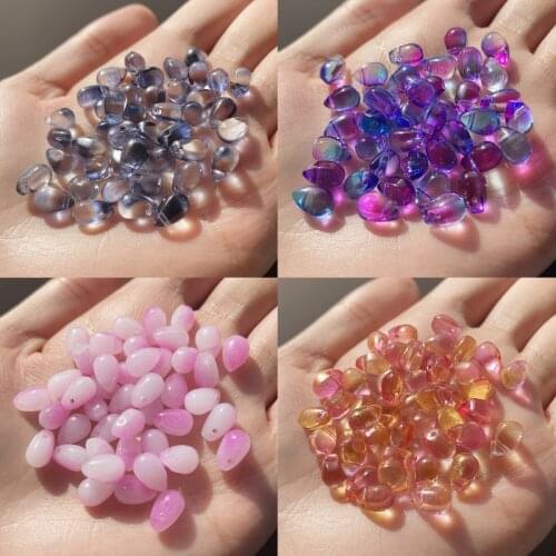20/40pcs Water Droplets Shape Lampwork Beads Multi Gradient Color Glass Beads For Jewelry Making Handmade DIY Accessories