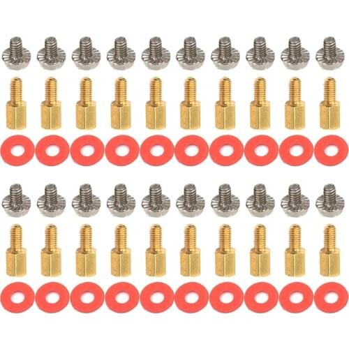 20Pcs Golden Motherboard Riser+Screws Computer Red Washers 6.5mm 6-32-M3 Gasket D08A
