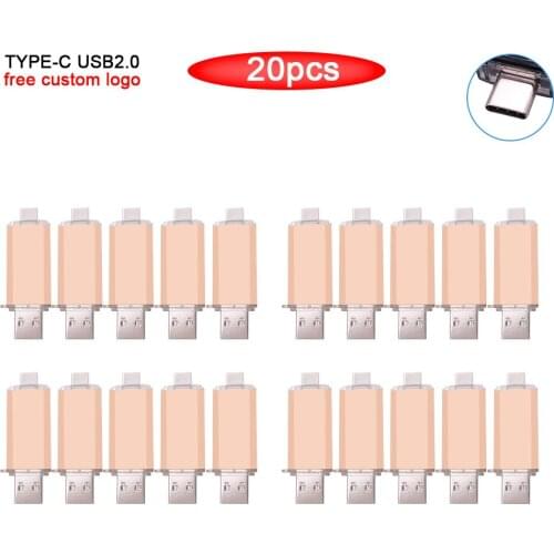 20pcs free logo 2 IN 1 OTG (Android&PC & Type_C) USB 2.0 flash drive Metal Custom Pen Drive 64GB 32GB 16GB 8GB 4GB Wedding Gifts