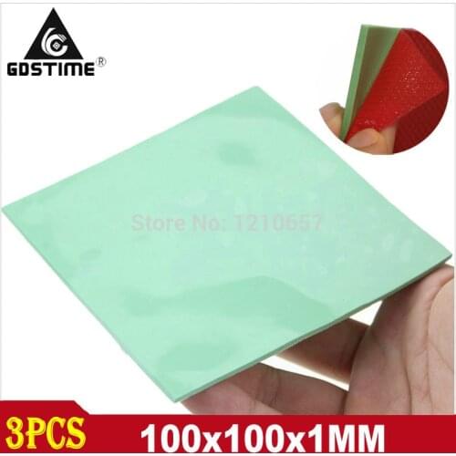 3 Pieces Lot Green 100 x 100 x 1mm Silicon Heatsink Cooling Conductive GPU CPU Thermal Pad