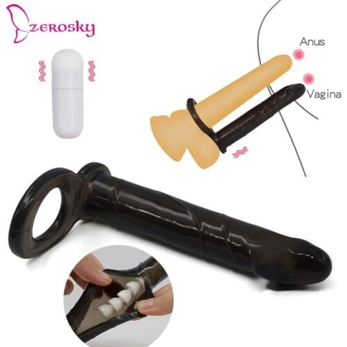 360° Orientation Vibrator for Men Sex Machine Double Dildo Vibrator Anal Dildo Wearable Elastic Vagina Anus Butt Plug