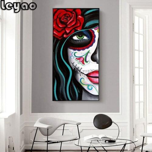 5D Diamond Painting Mosaic Skull Girl Full Square Drill Diamond Embroidery tattoo women Cross Stitch Home Decor DIY Needlework