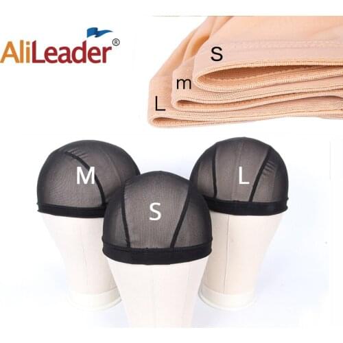 AliLeader 1pc Large/Small Cheap Human Hair Hairnets Invisible Bald Cap Wig Beige Black Spandex Dome Mesh Style Wig Cap Wholesale