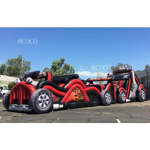 Free ship to sea port,18x4m Adults Kids Inflatable Truck Barrier Course Commercial Inflatable Obstacle Course For Challenge