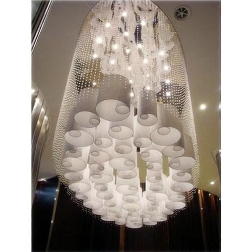 Large hotel crystal chandelier duplex villa high-grade teahouse ceiling crystal lamps