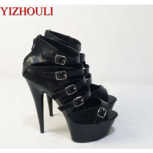 New fashion high-end custom PU leather womens 15cm stiletto heels, model banquet performance sandals