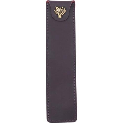 Genuine Leather Pen Pouch Holder Single Pencil Bag Pen Case with Snap Button for Rollerball Fountain Ballpoint Pen