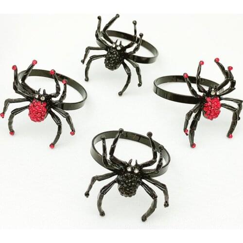 Halloween Black Spider Napkin Ring Metal Napkin Ring Hotel Napkin Holder Suitable For Banquet Holiday Party Supplies