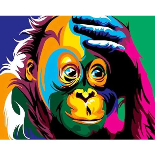 DIY Digital Painting By Numbers painted monkey oil painting mural Kits Coloring Wall Art Picture Gift frameless