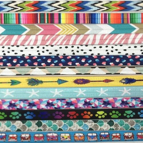 16mm Chevron Dot Arrow Car Paw Print Animal Fold over Elastic Band Sewing Tape Handmade Crafts Accessories DIY Baby Headband