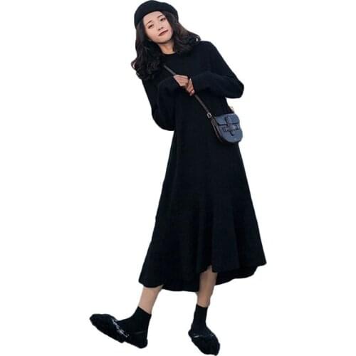 French Retro Egg with Overcoat Dress Knitted Bottoming Woolen Skirt over the Knee French Non-Mainstream Dress Autumn and Winter