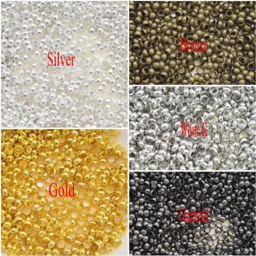 Jewelry Findings Diy Stopper Spacer Beads 2mm-4mm Gold/Silver/Bronze Copper Ball Crimp End Beads For Jewelry Making
