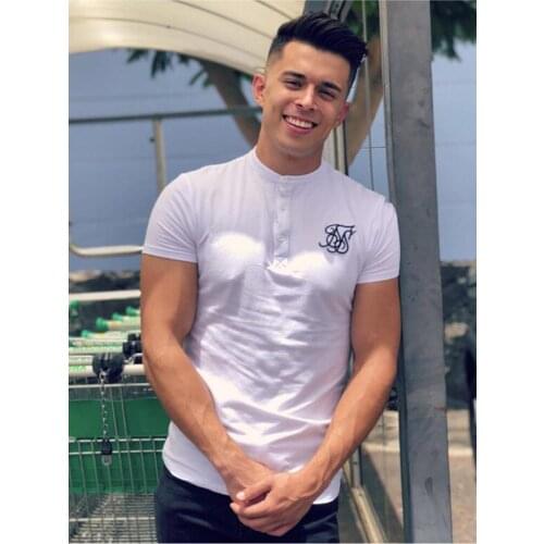 Sik Silk Tide Brand New High-Quality Pure Cotton Embroidery Casual T-Shirt Mens Fashion Slim Summer Short-Sleeved T-Shirt Tops