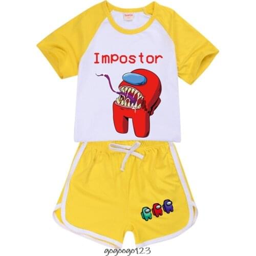 Game Among Us Summer 2021 Baby Boys Girls Cartoon T-Shirt + Shorts Sets Fashion tracksuit Kids sets cotton Sport Clothes