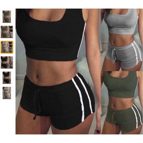 Sexy Women 2PCS Yoga Set Female Sleeveless Tank Top Bra Fitness Shorts Running Gym Sports Clothes Suit
