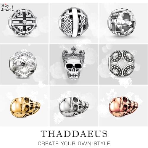 Crown Skull King Bead for Europe Big Hole Luxury Accessories 925 Sterling Silver Rebel Street Charm For Jewelry Making Women Men