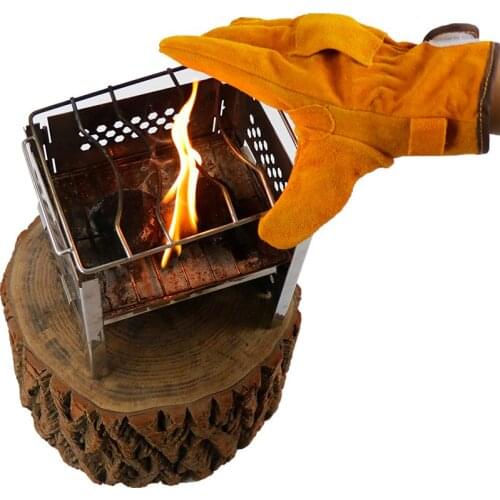 Short Long Welding Protection Camping Cowhide Glove Barbecue Tools High Temperature Insulation Gloves Outdoor Work
