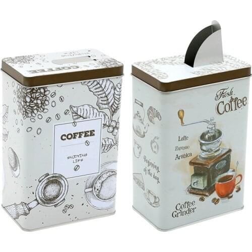 Funnel Tin Box Suger Coffee Organizer Retro Metal Storage Box Candy Snacks Tea Sealed Storage Container Cans Bank