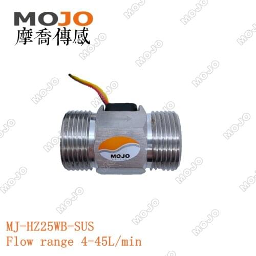 MJ-HZ25WB-SUS G1" 4-45L/min SUS304 Water Flow Hall Sensor Switch Flow Meter DN25 For Industrial turbine flowmeter (5pcs/lots)
