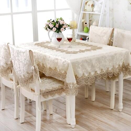 Multifunctional 2021 Home Textiles Hot Sale Elegant Lace Tablecloths Jacquard Wedding Table Cloth Chair Covers Decoration Towels