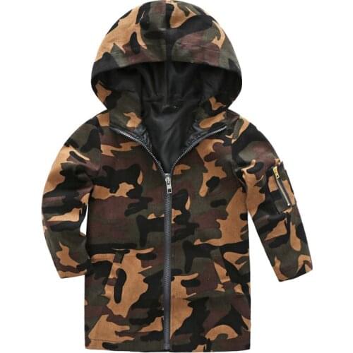 Fashion Baby Girls Boys coats Spring Fashion Camouflage Coats Childrens Long Windbreaker Kids Hooded Jacket Outerwear