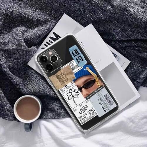 Trendy free style fashion label street design silicone soft Phone case coque cover For iPhone 6 6s 7 8 PLUS X Xr Xs 11 Pro Max