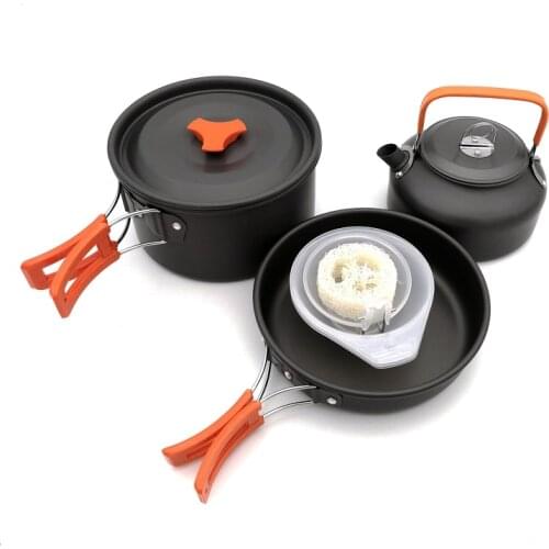 Camping Cookware Utensils Ultra-light Aluminum Alloy Travel Tableware Outdoor Cooking Teapot Picnic Tableware Kettle Pot