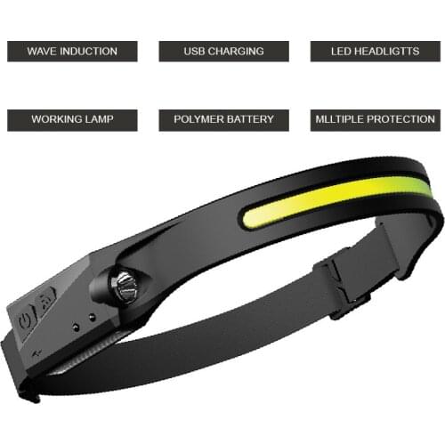 Outdoor Headlamp Waterproof Bright COB LED Induction Headlight USB Rechargeable Head Lamp Torch For Patrolling Camping