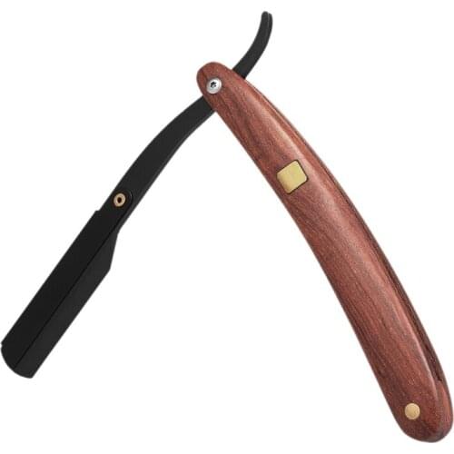 Stainless Steel Straight Edge Razor Folding Shaver Knife Barber Razor Wooden Handle Facial Hair Eyebrow Beard Shave Shaving To
