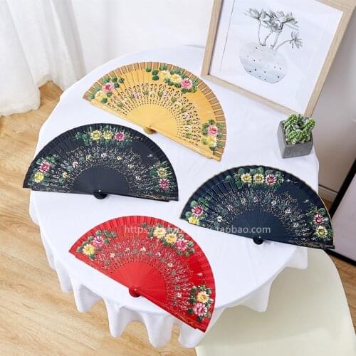 Fall 2019 New Sijin Style - Cloth Edge Painted Fan Hand Painted Spanish Fold Style Fans Wood Fans Custom Dance Fans