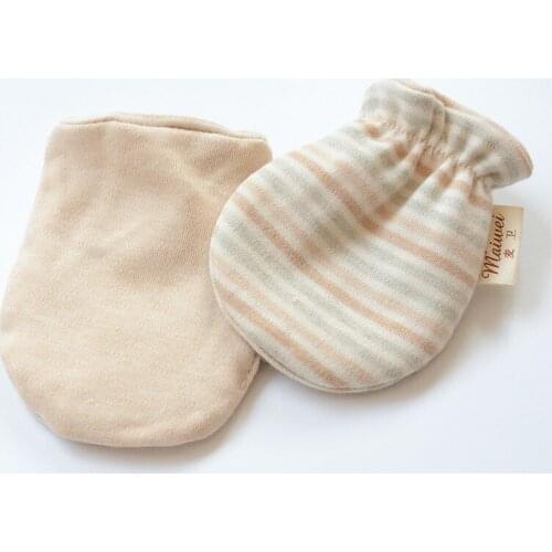 Baby Gloves Stripe Newborn Full Finger Mittens Anti-Grab Girls Boy Cotton Glove Autumn Winter Warmer Mitten Double Layer 0-6M
