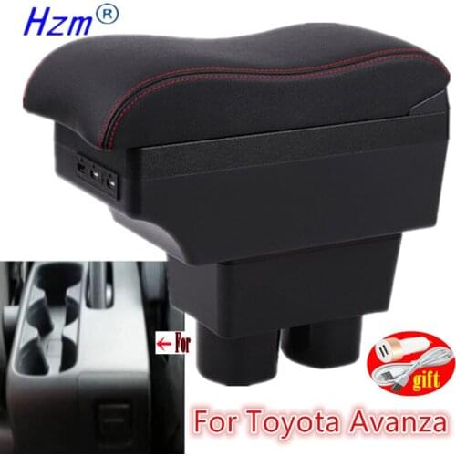 For Toyota Avanza Armrest box For Avanza Interior Parts Car Armrest box Retrofit parts Storage box car accessories with USB LED