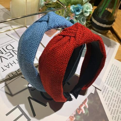 Oaoleer Fashion Women Hairband Wide Side Headband Hairband Girls Fashion Solid Turban Center Knot Casual Hair Accessories