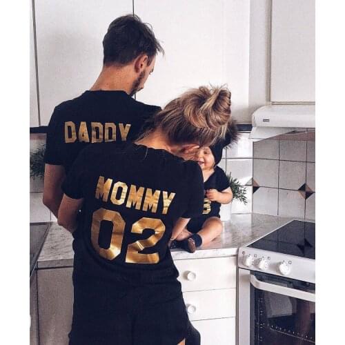 Family Matching Clothes 2021 Hot Sale Family Look Cotton T-shirt DADDY MOMMY KID BABY Funny Letter Print Number Tops Tees Summer