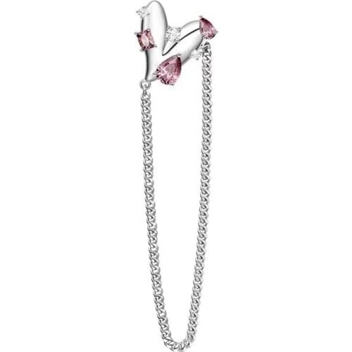 Independent design S925 silver inlaid with AAAAA zircon, high sense of love hanging chain tassel earrings party jewelry gift