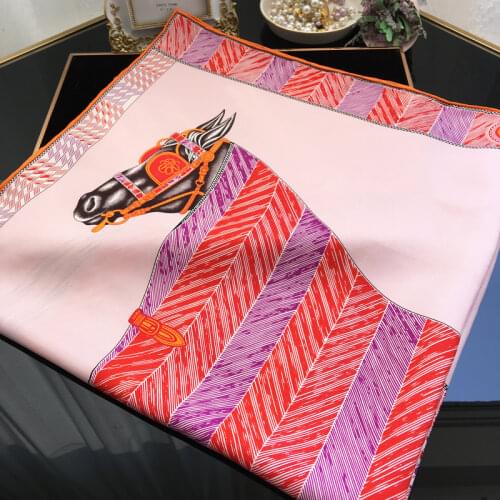 100% Mulberry-Silk Scarf 110*110 Silk Square Scarf Scarf Women Designers Scarves Shawls"Favori du Faubourg"