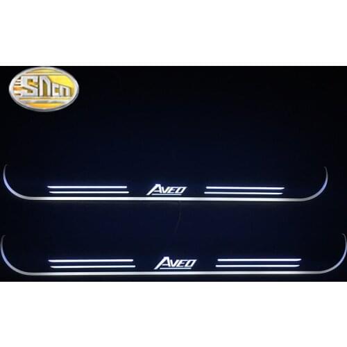 SNCN LED door sill for Chevrolet Aveo Led moving lights door scuff plate welcome door sill light Welcome pedal
