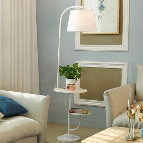 Modern Floor Lamps For Living Room Bedroom Loft Standing Light Fixtrues Fabric Lampshade Decor Home Lighting White Iron Wood E27