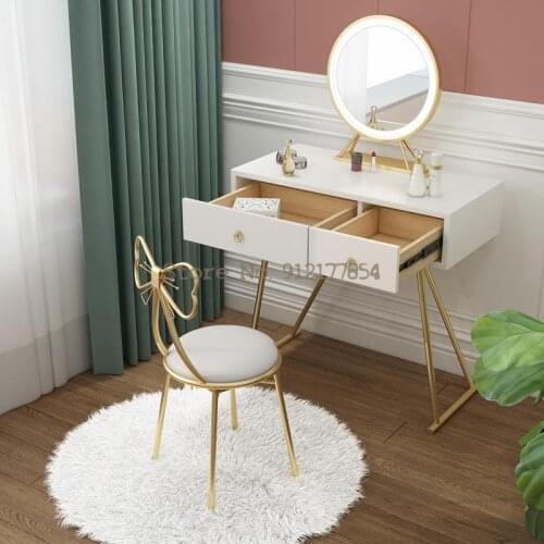 Modern minimalist bowknot net red dressing stool backrest manicure chair bedroom ins Nordic girl makeup chair