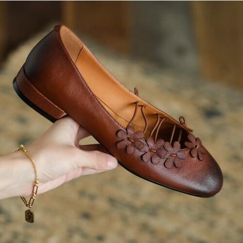 Women Shoes natural leather pump 22-25cm sheepskin upper Pigskin lining sheepskin insoles retro shoes square toe Mary Jane Shoes