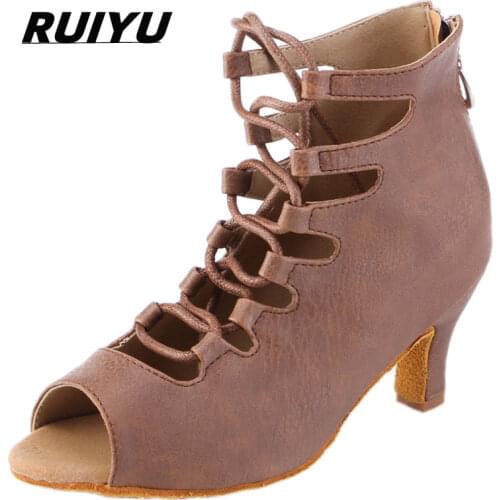 Womens Latin Dance Shoes With Soft Soles and Jazz Salsa Shoes With High Heels and Sandals Black