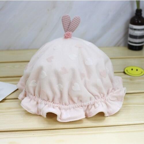 Spring Autumn Newborn Cotton Cap Cute Pink Hats for Baby Girls Outdoor Infant Hat (Suit for 0-10 Months Babies)