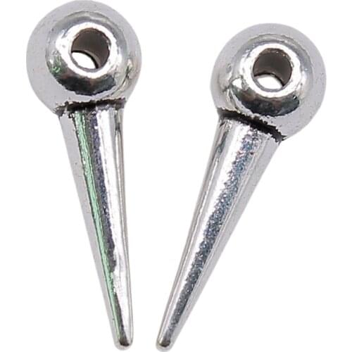 WYSIWYG 5pcs 21x7x7mm Awl Taper Charm Pendants For Jewelry Making Antique Silver Color Awl Taper Pendants Charm Awl