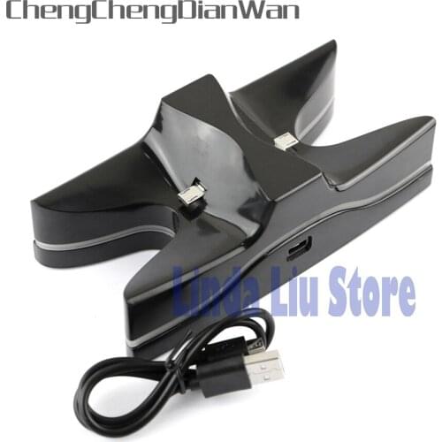 ChengChengDianWan Charger Stand for PlayStation 4 PS4 Controller Charging Blue LED with USB Cable Gameing Accessories 5pcs